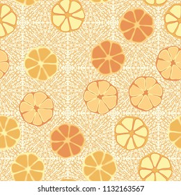 Seamless editable pattern. Elements similar to the cut of citrus. Multicolored texture.
Against the background of a pockmarked texture.