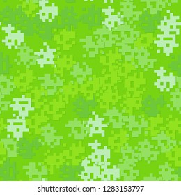 Seamless editable pattern. Fashionable pixel camouflage with pseudo-relief effect.