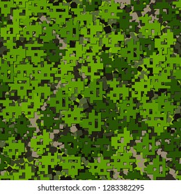 Seamless editable pattern. Fashionable pixel camouflage with pseudo-relief effect.
Background consisting of chaos of rounded squares. Just for editing.