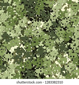 Seamless editable pattern. Fashionable pixel camouflage with pseudo-relief effect.
Background consisting of chaos of rounded squares. Just for editing.