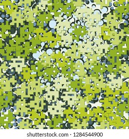 Seamless editable pattern. Fashionable pixel camouflage with pseudo-relief effect.
Background consisting of blots. Just for editing.