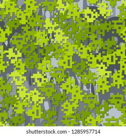 Seamless editable pattern. Fashionable pixel camouflage with pseudo-relief effect.
Background consisting of large flowing blobs. Just for editing.