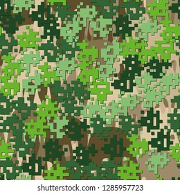 Seamless editable pattern. Fashionable pixel camouflage with pseudo-relief effect.
Background consisting of large flowing blobs. Just for editing.