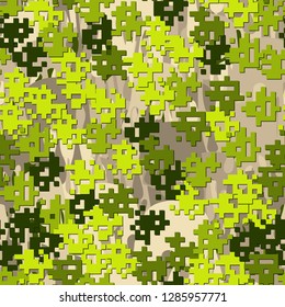 Seamless editable pattern. Fashionable pixel camouflage with pseudo-relief effect.
Background consisting of large flowing blobs. Just for editing.