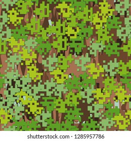 Seamless editable pattern. Fashionable pixel camouflage with pseudo-relief effect.
Background consisting of large flowing blobs. Just for editing.