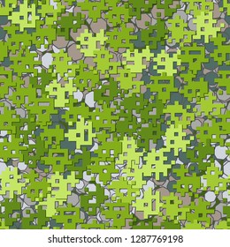 Seamless editable pattern. Fashionable pixel camouflage with pseudo-relief effect.
Background consisting of heptagons. Easy to edit.