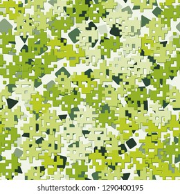 Seamless editable pattern. Fashionable pixel camouflage with pseudo-relief effect.
The background consists of squares and triangles. Easy to edit.