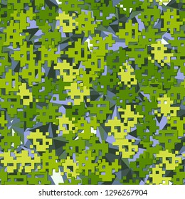 Seamless editable pattern. Fashionable pixel camouflage with pseudo-relief effect.
The background consists of acute-angled figures. Easy to edit.