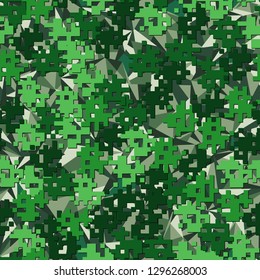 Seamless editable pattern. Fashionable pixel camouflage with pseudo-relief effect.
The background consists of acute-angled figures. Easy to edit.