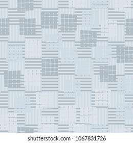 Seamless editable pattern. Groups of coarse quadrangles are located chaotically against the background of chess cells.