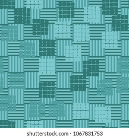 Seamless editable pattern. Groups of coarse quadrangles are located chaotically against the background of chess cells.