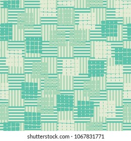 Seamless editable pattern. Groups of coarse quadrangles are located chaotically against the background of chess cells.
