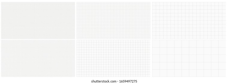 Seamless editable set of blocks grid graph paper. Vector squared grid illustration set for use as background.