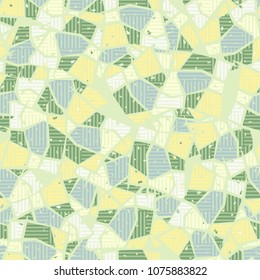 Seamless editable texture of angular spots and lines arranged randomly. On the surface of the grid of lines, grouped in chess order.