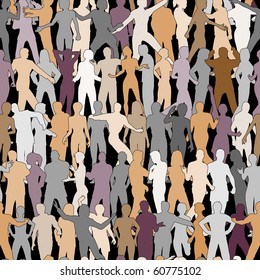 Seamless editable vector tile of people outlines