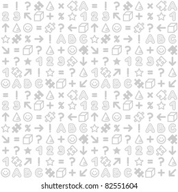 Seamless educational (back to school, college, etc.) pattern background, wallpaper - gray on white, easy to change colors ( for high res JPEG or TIFF see image 82551607 )
