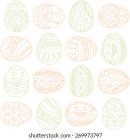 Seamless egg pattern on white background.