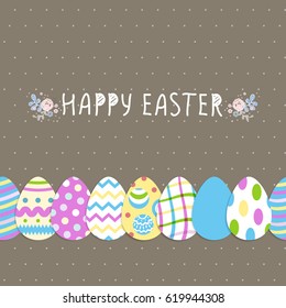 Seamless eggs bright pattern. Happy Easter cute poster. Vector illustration