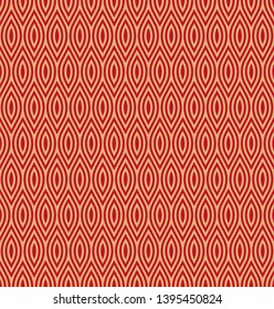 Seamless egyptian Circle red lines stripes vector background, abstract pattern. Radiating circle graphics isolated on white - Vector illustration