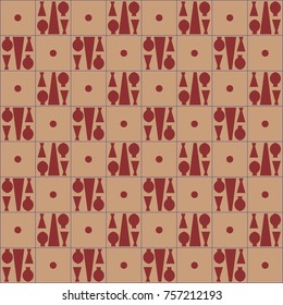 Seamless egyptian pattern vector. Design geometric red on cream background