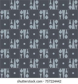 Seamless egyptian pattern vector. Design geometric light blue on blue background
