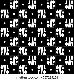 Seamless egyptian pattern vector. Design geometric white on black background