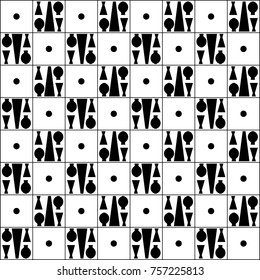 Seamless egyptian pattern vector. Design geometric black on white background