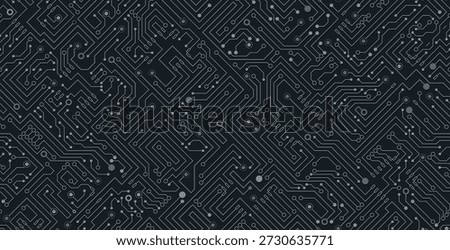 Seamless electric technology circuitry on a black background.