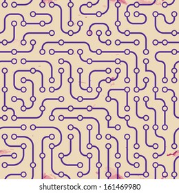 Seamless electronic circuit board background. Vector illustration. 