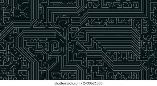 Seamless electronic circuit board with black background.