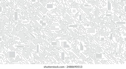 Seamless electronic circuit board on white background.