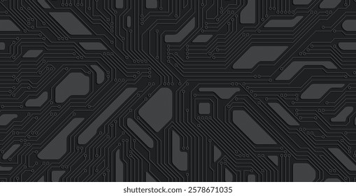 Seamless electronic circuit board on black background.