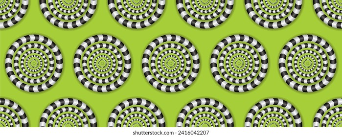 Seamless elegance pattern with inspiration from the famous illusion rotating snake. Vector illustration. 