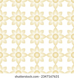A seamless elegant background with a floral motif in gold lines as the main element.
