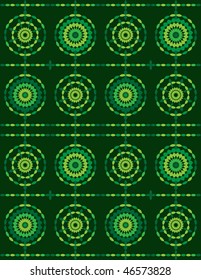 Seamless elegant background in green tones made of stylized leaves.