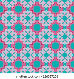 Seamless and elegant Baroque pattern with flowers in pink, red, green