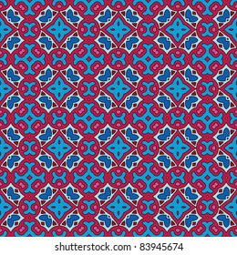 Seamless and elegant Baroque pattern with flowers in pink, blue, purple