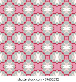 Seamless and elegant Baroque pattern with flowers in pink, grey, purple