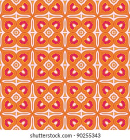 Seamless and elegant Baroque pattern with flowers in pink, orange, yellow