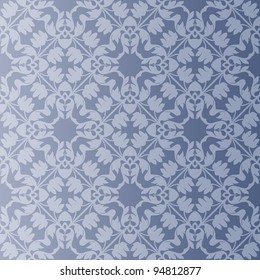 Seamless and elegant Baroque pattern with flowers in shades of grey