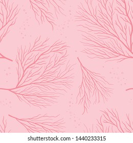 Seamless elegant coral pattern, beautiful feminine background - Great for summer textile print or wedding invitations, cards, backgrounds, gifts, packaging design projects. Surface pattern design.