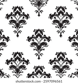 Seamless Elegant Damask Pattern in Gold and Black for Royal Interiors, Luxury Decor, or Vintage Designs