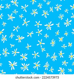 Nahtlose elegante Blumenmuster. Kleine Blüten, Wildblumen und Pflanzen auf einfache Art und Weise skizzieren. Cartoon Boho Stil. Für Modedesign, Stoff, Textilien, Umhüllung, Web, Karte.