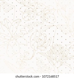 Seamless elegant floral wedding pattern, Golden & white design. Best for textile, paper etc.