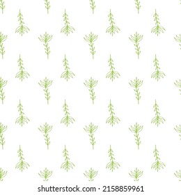 Seamless elegant herbal background. Vector texture in modern minimalist style. Decorative design with nature motifs. 