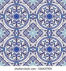 Seamless elegant Ornamental pattern. Ceramic tiles. Orient traditional ornament. Oriental and ethnic art theme. Decorative elements