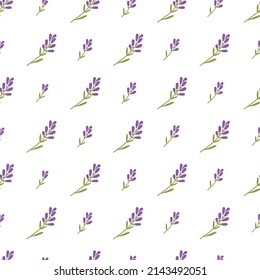 Nahtloses elegantes Muster mit Bürsten aus Lavendelblumen. Vintage-Druck für Textilien, Tapeten, Decken, Oberfläche. Weißer Hintergrund. Vektorgrafik.