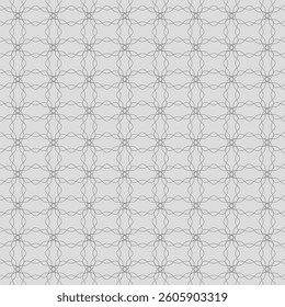 A seamless, elegant pattern of gray interlocking curved lines forming a fluid grid-like mesh over a light background, creating a subtle and sophisticated design.