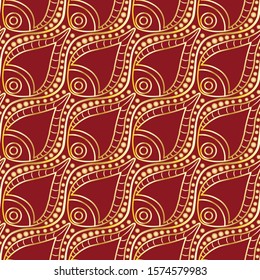seamless elegant pattern tile in red and metallic gold. luxury geometric ethnic design for wallpaper, backdrop, backgrounds, textile, fabric and festive surface designs