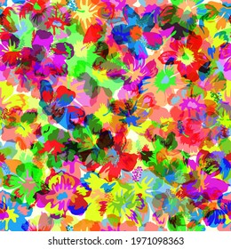 Seamless elegant pattern in tropical cute flowers. Mallow hibiscus blossom. Floral background for swimsuit, textile, wallpaper, pattern fills, covers, surface, print, gift wrap, scrapbooking,decoupage